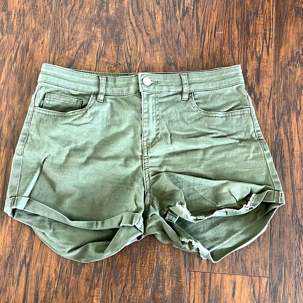 H&M Mid Rise Denim Hunter Green Shorts